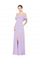 Shop Ruffled Off the Shoulder Long Chiffon Bridesmaid Dress with Slit Sydney