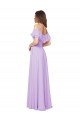 Shop Ruffled Off the Shoulder Long Chiffon Bridesmaid Dress with Slit Sydney