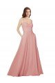 Shop Open Back Wide Tie Band Long Chiffon Bridesmaid Dress with Pockets Sydney