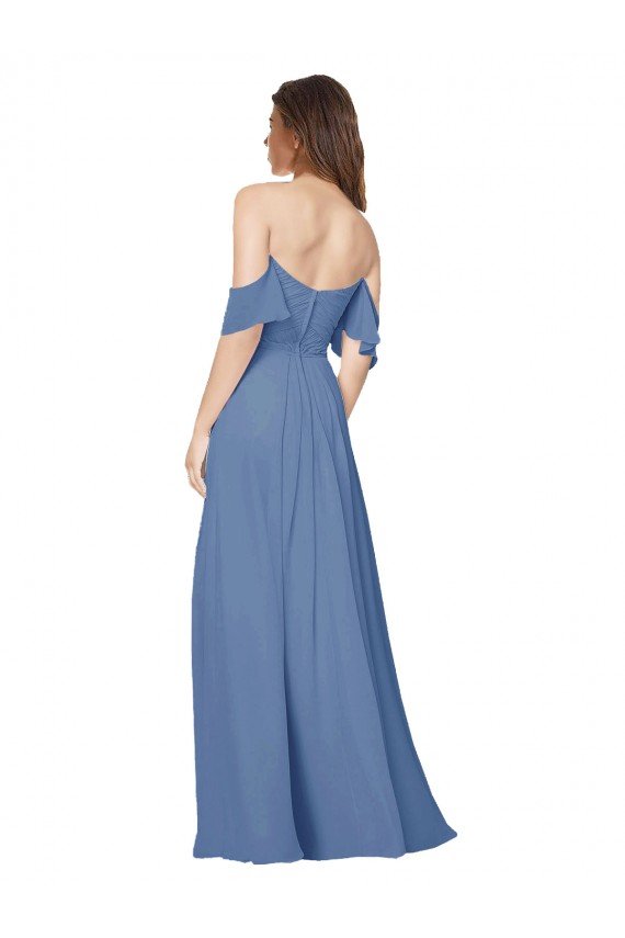 Shop Flutter Sleeves Scoop Neck Off the Shoulder Long Chiffon Bridesmaid Dress Sydney