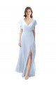 Shop Flutter Sleeves Long Chiffon Bridesmaid Dress with Daring Open Back and Side Slit Sydney