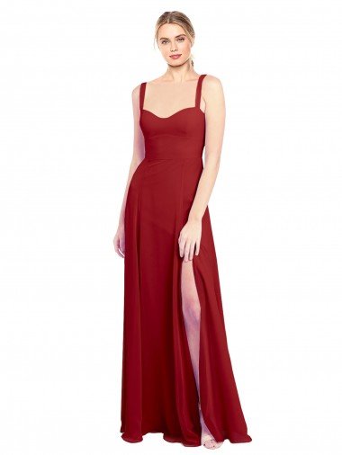 Shop Sweetheart Neckline Long Chiffon Bridesmaid Dress with Side Slit and Wide Straps Sydney
