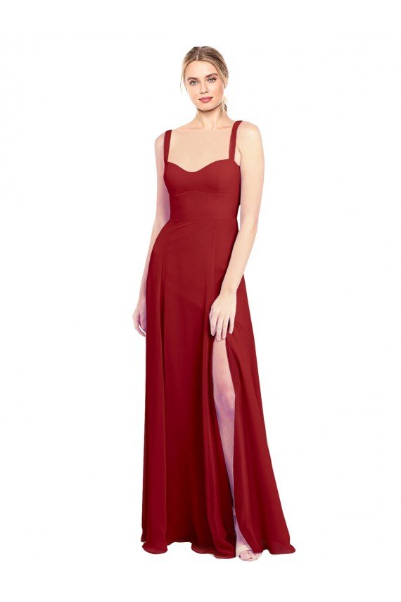 Shop Sweetheart Neckline Long Chiffon Bridesmaid Dress with Side Slit and Wide Straps Sydney