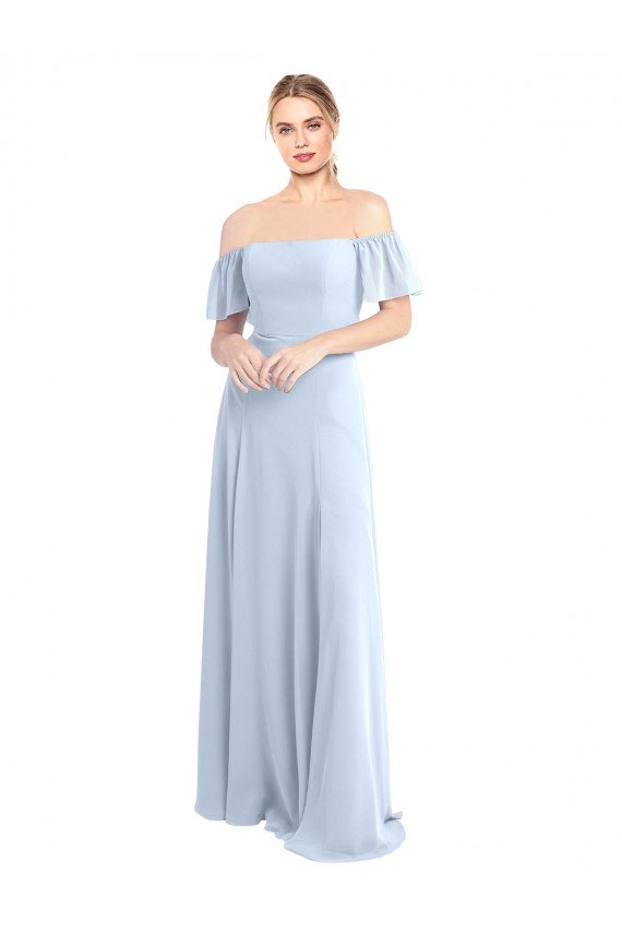 Off the Shoulder Flutter Sleeves Long Chiffon Bridesmaid Dress Sydney