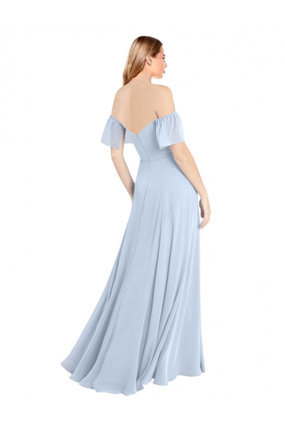 Off the Shoulder Flutter Sleeves Long Chiffon Bridesmaid Dress Sydney