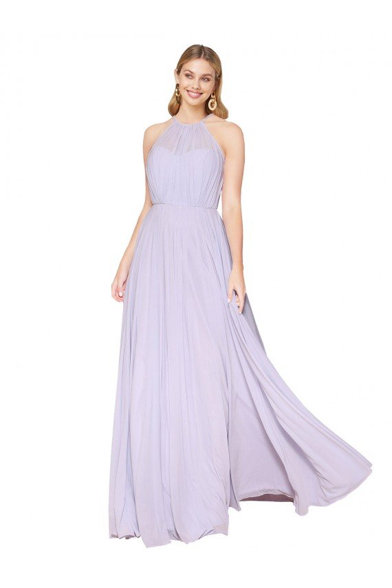 Shop High Neck Halter Shirred Chiffon Bridesmaid Dress / Formal Prom Dress Sydney