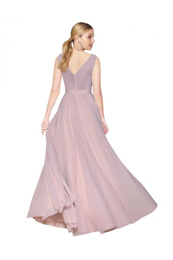 Shop Draped V-Neck Long Chiffon Bridesmaid Dress / Formal Prom Dress with Shirred Bodice Sydney