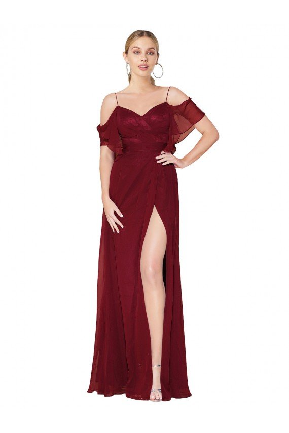 Shop Cold Shoulder Long Mermaid Chiffon Bridesmaid Dress / Formal Prom Dress with Straps Sydney