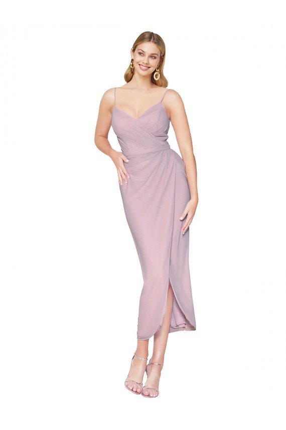 Shop Short Knee Length Chiffon Wrap Bridesmaid Dress / Cocktail Prom Dress with Straps Sydney