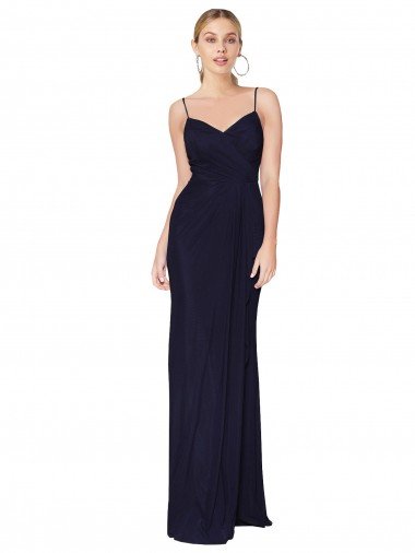 Shop Draped Spaghetti Straps Long Chiffon Mermaid Bridesmaid Dress / Formal Prom Dress Sydney