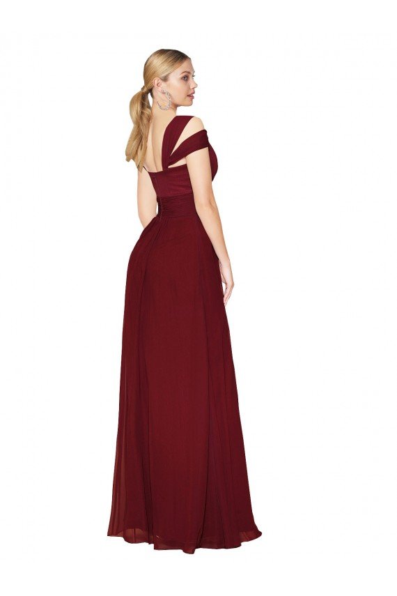 Shop Off the Shoulder Long Chiffon Bridesmaid Dress / Formal Prom Dress with Side Slit Sydney