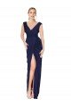 Shop Draped V-Neck Long Chiffon Bridesmaid Dress / Formal Prom Dress with Front Slit Sydney