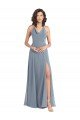 Shop Slim A-Line Cowl Neck Long Chiffon Bridesmaid Dress with Side High Slit Sydney