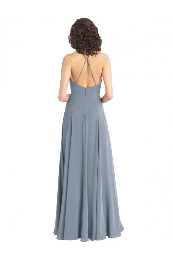 Shop Slim A-Line Cowl Neck Long Chiffon Bridesmaid Dress with Side High Slit Sydney