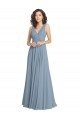 Shop Faux Surplice Bodice Long Chiffon Bridesmaid Dress with V-Neckline Sydney