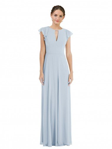 Flutter Sleeve V Keyhole Chiffon Maxi Formal Bridesmaid Dress Sydney