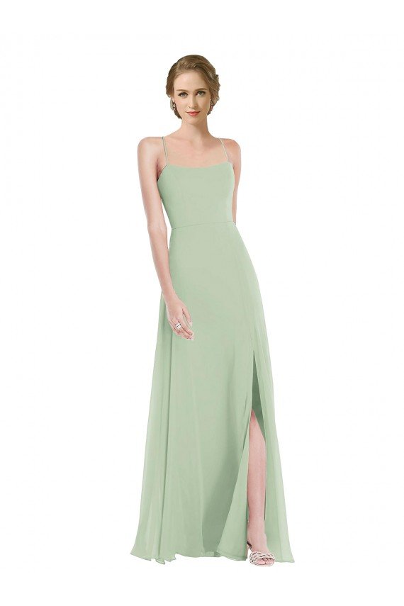Shop Scoop Neck Tie Strap Maxi Bridesmaid Dress with Front Slit Sydney