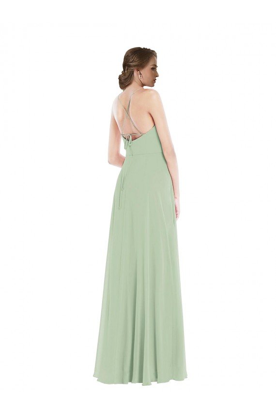 Shop Scoop Neck Tie Strap Maxi Bridesmaid Dress with Front Slit Sydney