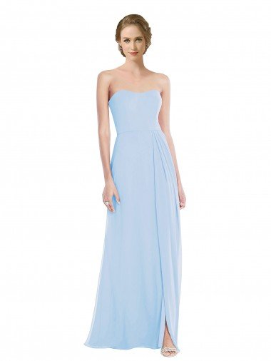 Shop Strapless Sweetheart Maxi Bridesmaid Dress with Pleated Front Slit Sydney