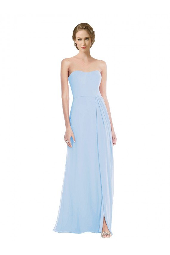 Shop Strapless Sweetheart Maxi Bridesmaid Dress with Pleated Front Slit Sydney