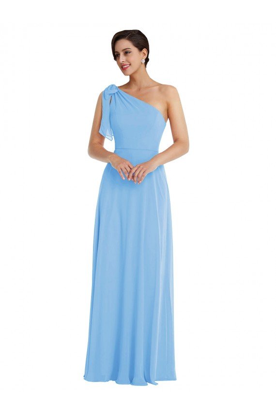 Shop Draped One Shoulder Maxi Bridesmaid Dress with Scarf Bow Sydney