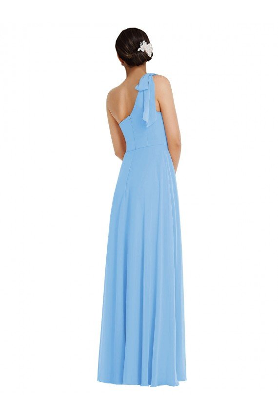 Shop Draped One Shoulder Maxi Bridesmaid Dress with Scarf Bow Sydney