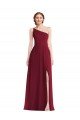 Shop One Shoulder Chiffon Maxi Bridesmaid Dress with Shirred Front Slit Sydney