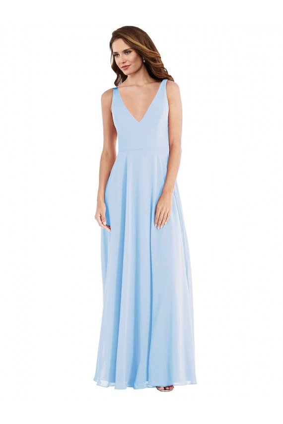 Deep V-Neck Chiffon Maxi Bridesmaid Dress Sydney