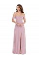 Shop Off the Shoulder Draped Sleeve Maxi Bridesmaid Dress with Front Slit Sydney