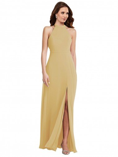 Shop Stand Collar Halter Maxi Bridesmaid Dress with Criss Cross Open Back Sydney