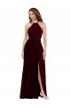 Shop Halter Spaghetti Straps Maxi Bridesmaid Dress with Front Slit Sydney