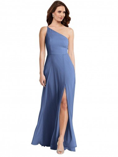 Shop One Shoulder Full Length Maxi Formal Bridesmaid Dress with Flirty Slit Sydney