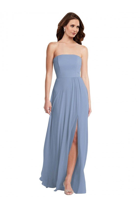 Shop Strapless A-Line Maxi Bridesmaid Dress with Front Slit Sydney