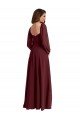 Shop Sheer Long Sleeves Chiffon Bridesmaid Dress with High Slit Sydney