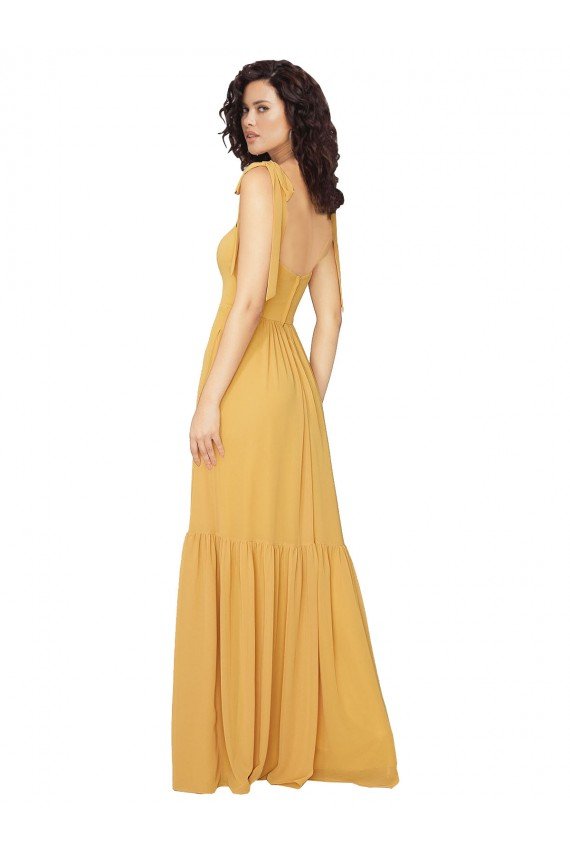 Shop Tied Strap Square Neck Long Chiffon Bridesmaid Dress Sydney