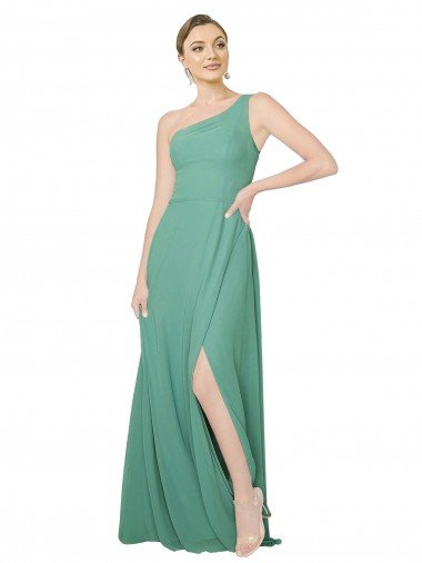 Shop One Shoulder Asymmetric Chiffon Bridesmaid Dress with Pockets Sydney