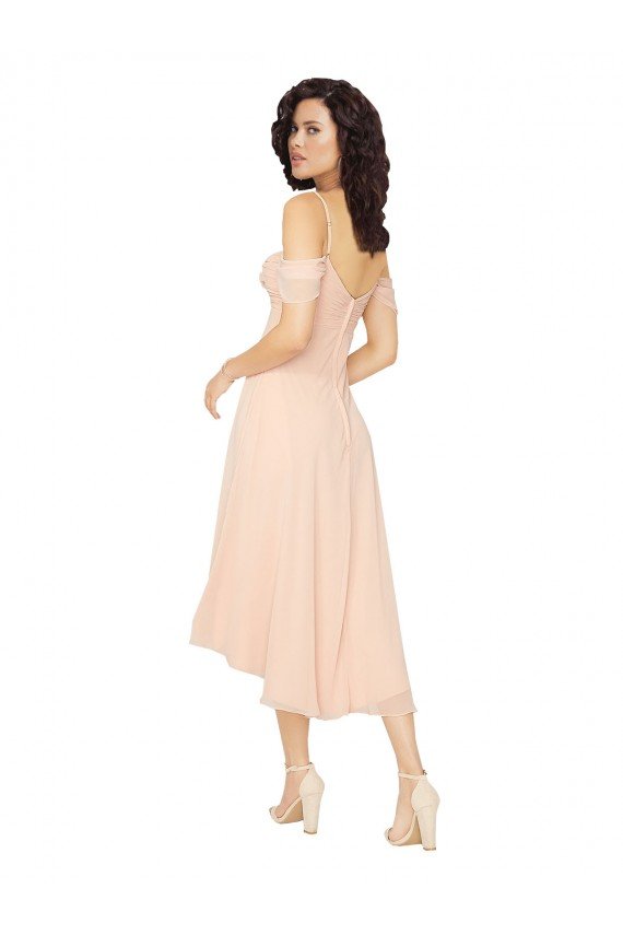 Shop Cold Shoulder Midi Length Short Chiffon Bridesmaid Dress Sydney