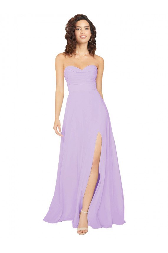 Shop Draped Sweetheart Long Chiffon Bridesmaid Dress with Front Slit Sydney