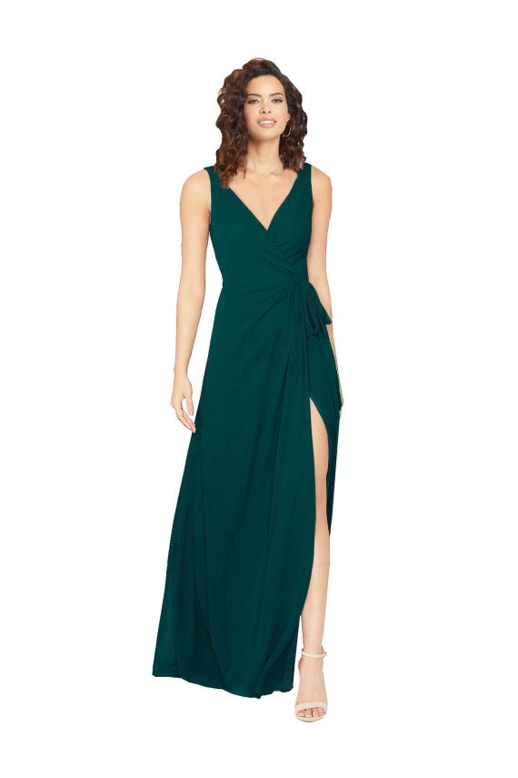 Shop V-Neck Chiffon Bridesmaid Dress with Front Skirt Slit Sydney