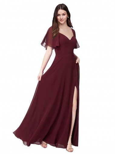 Shop Chiffon Flutter Sleeve Sweetheart Bridesmaid Dress Sydney