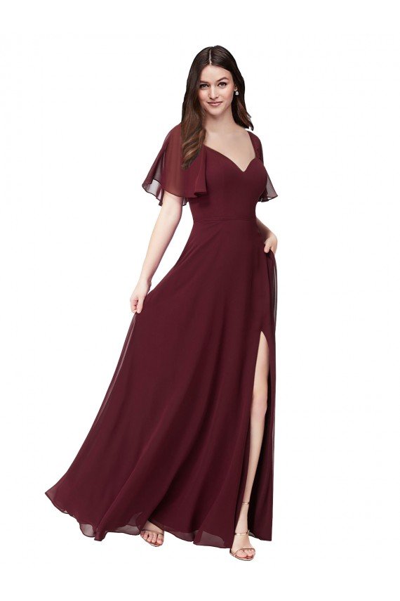Chiffon Flutter Sleeve Sweetheart Bridesmaid Dress Sydney