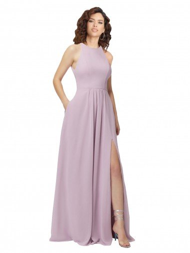 Shop High-Halter Chiffon Bridesmaid Dress with Keyhole Cowl Back Sydney