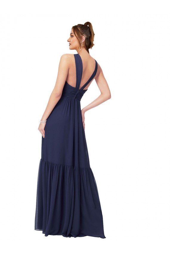 Shop Floor Length Deep V-Neck Ruched Chiffon Long Bridesmaid Dress Sydney
