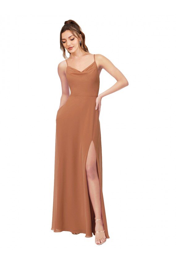 Shop Cowl Neck Chiffon Bridesmaid Dress with Front Slit Sydney