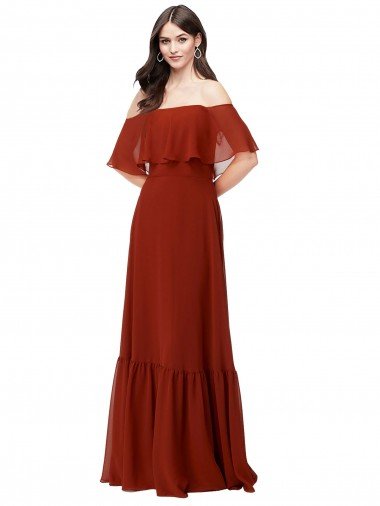Shop Off the Shoulder Ruffle Chiffon Bridesmaid Dress Sydney