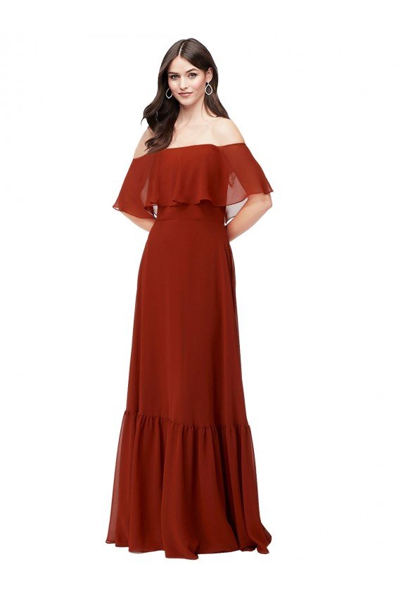 Shop Off the Shoulder Ruffle Chiffon Bridesmaid Dress Sydney