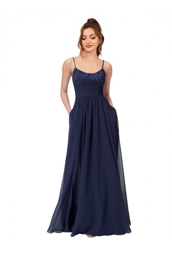 Shop Long Chantilly Lace and Ruched Chiffon Bridesmaid Dress Sydney