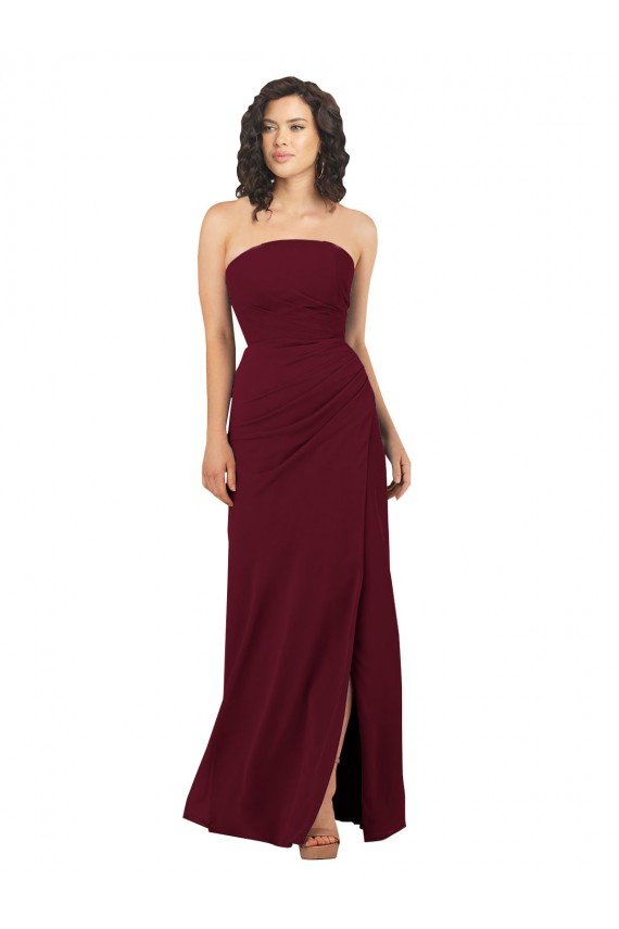 Shop Simple Strapless Chiffon Bridesmaid Dress with Rounded Neckline Sydney