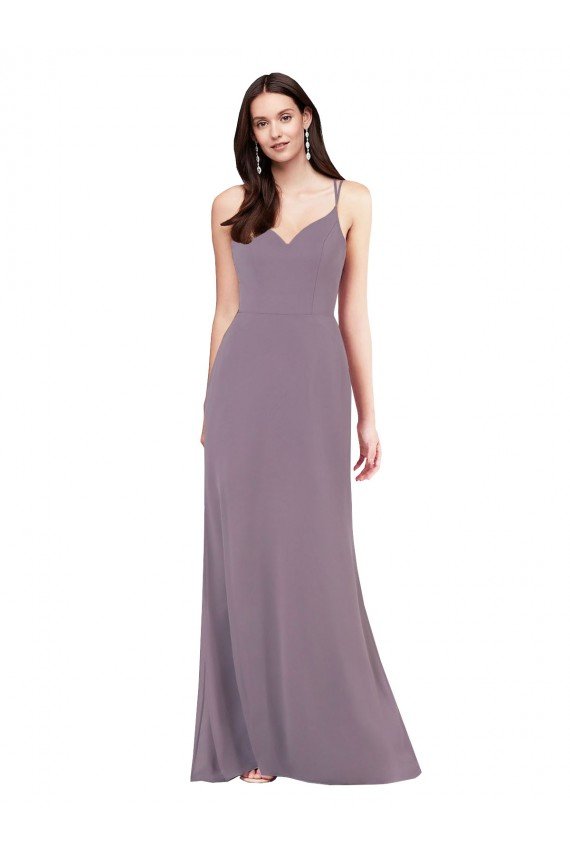 Shop Simple Floor-Length Chiffon Formal Bridesmaid Dress with Criss-Cross Back Sydney
