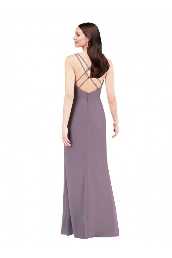 Shop Simple Floor-Length Chiffon Formal Bridesmaid Dress with Criss-Cross Back Sydney